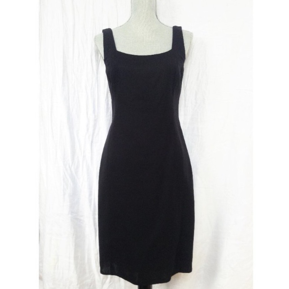 AKRIS Black Suit Wool Sleeveless Square Neck Dress